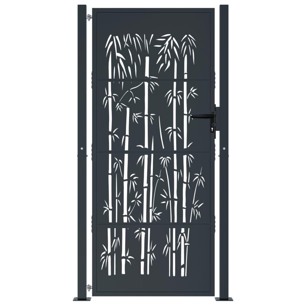 vidaXL Garden Gate Anthracite 105x180 cm Steel Bamboo Design