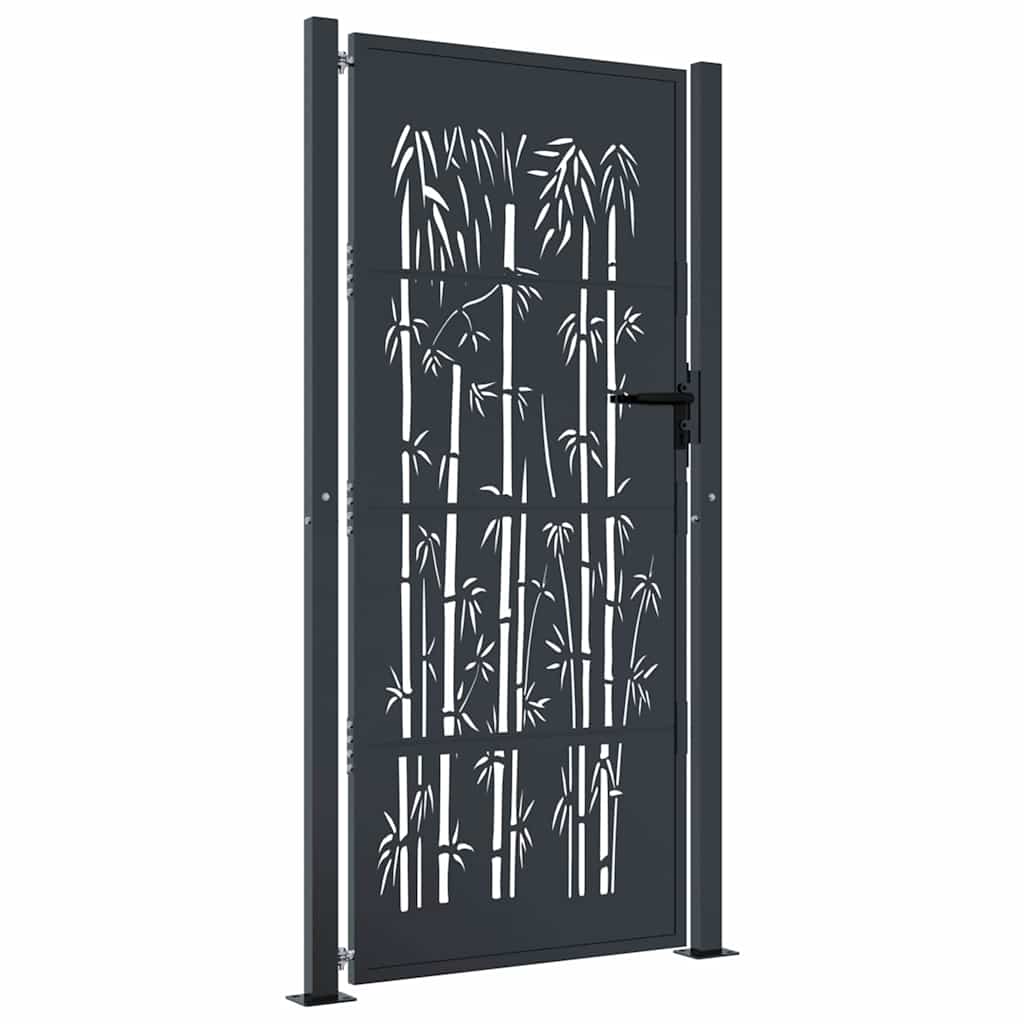 Garden Gate Anthracite 100x200 cm Steel Bamboo Design