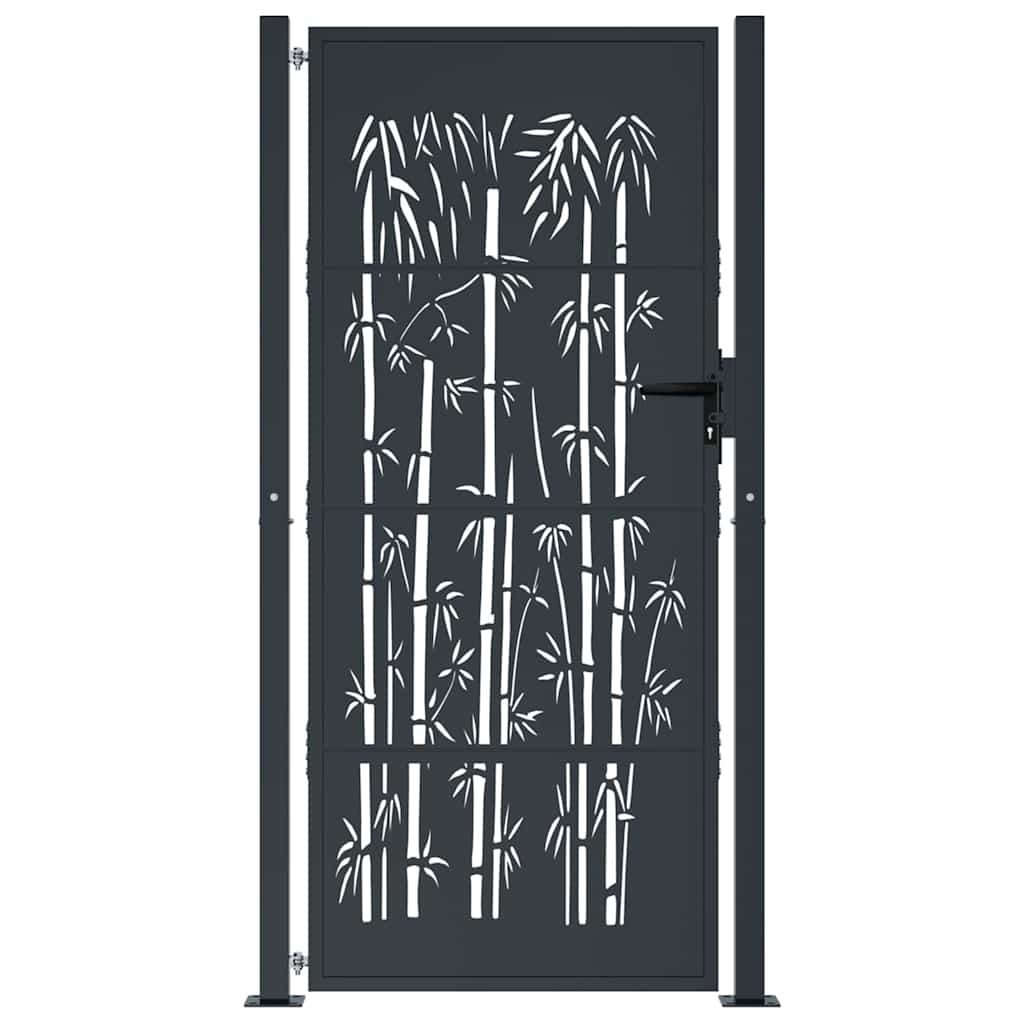 Garden Gate Anthracite 100x200 cm Steel Bamboo Design