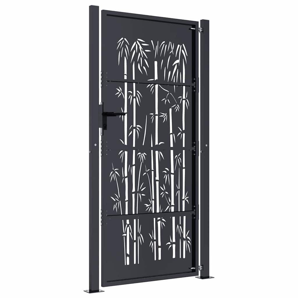 Garden Gate Anthracite 100x200 cm Steel Bamboo Design