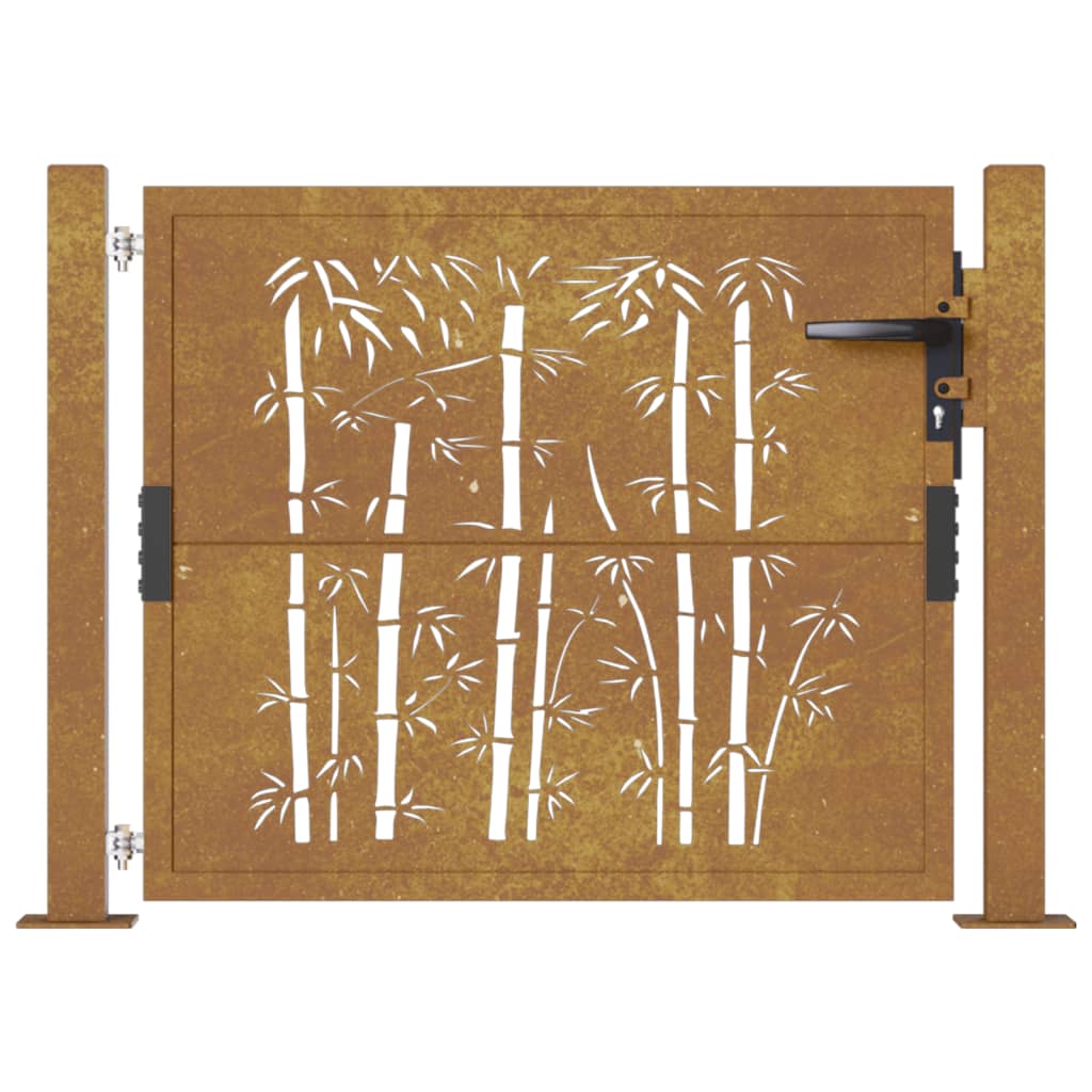 vidaXL Garden Gate 105x80 cm Corten Steel Bamboo Design