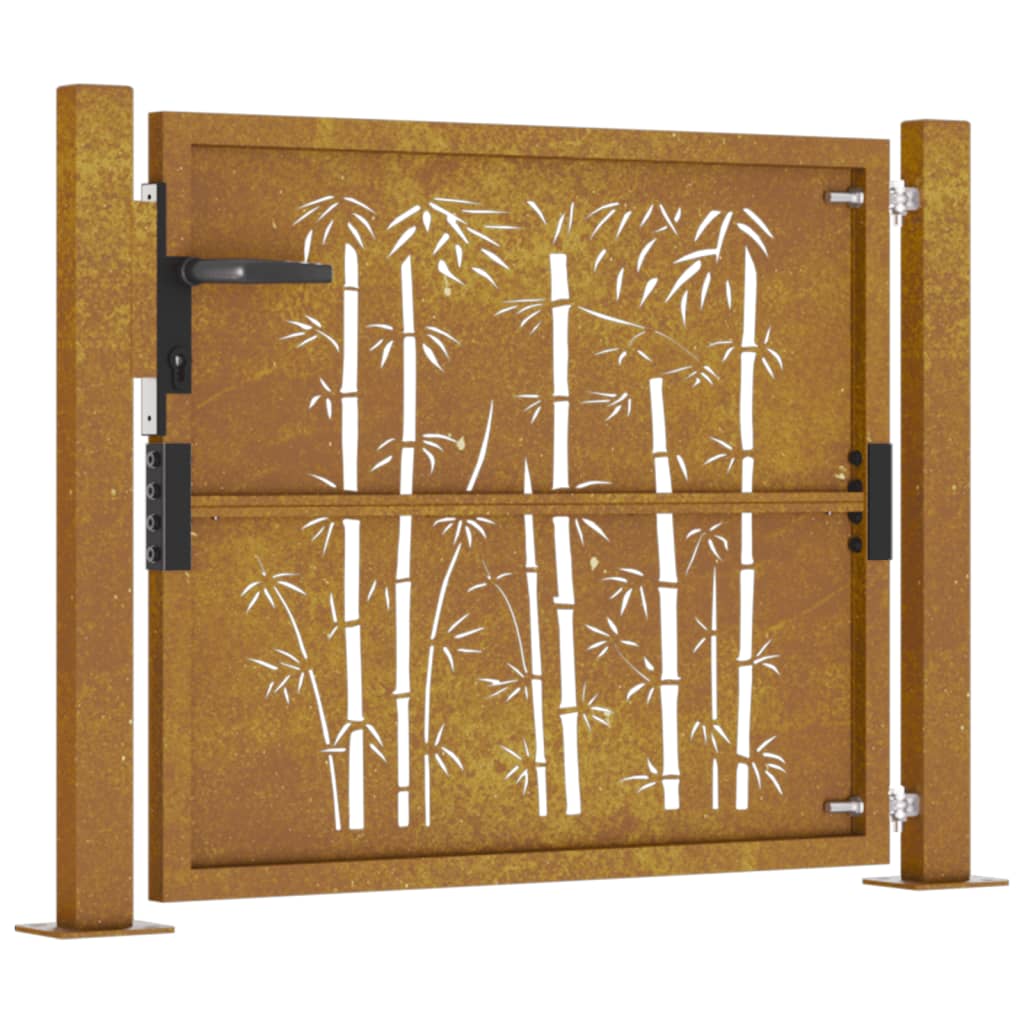 vidaXL Garden Gate 105x80 cm Corten Steel Bamboo Design