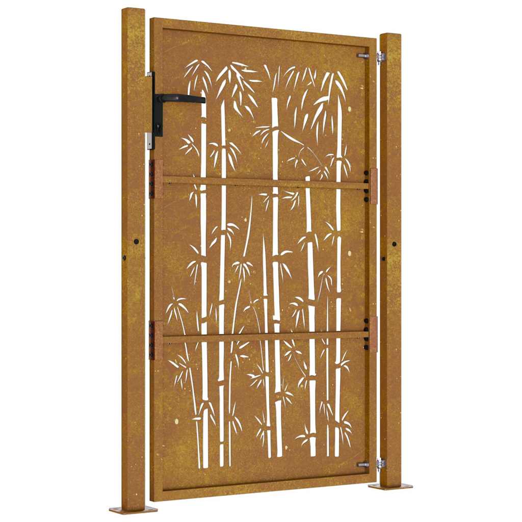 Garden Gate 100x125 cm Corten Steel Bamboo Design