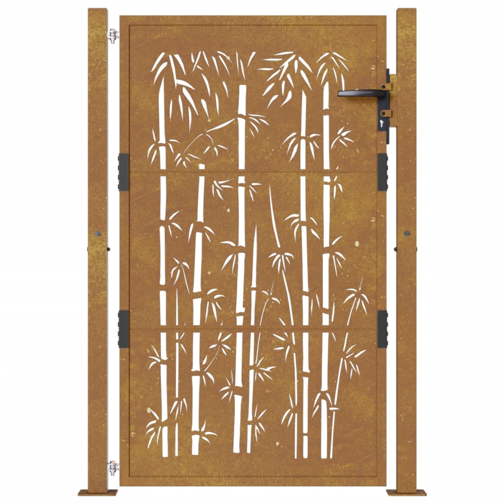 vidaXL Garden Gate 105x155 cm Corten Steel Bamboo Design