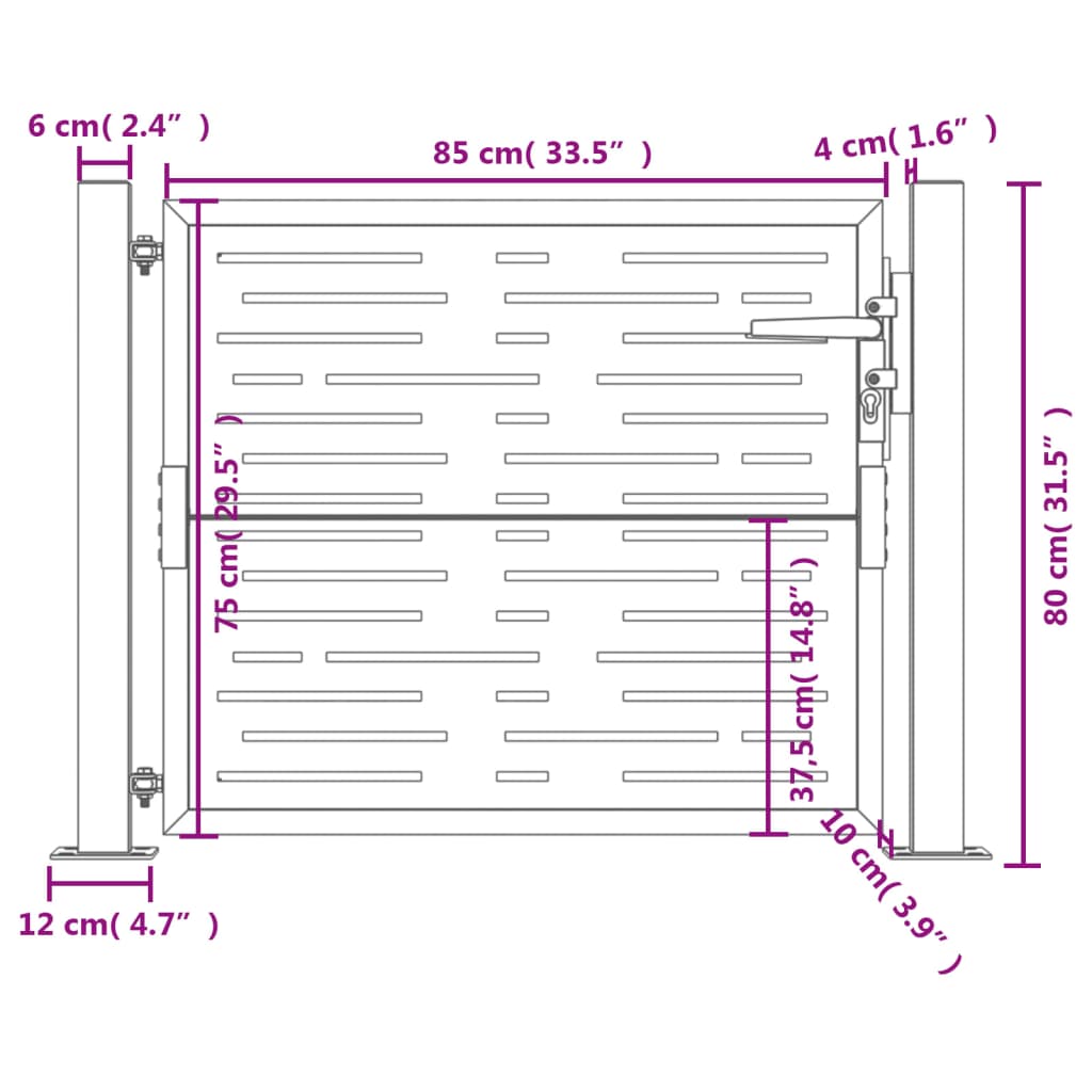 vidaXL Garden Gate Anthracite 105x80 cm Steel Square Design