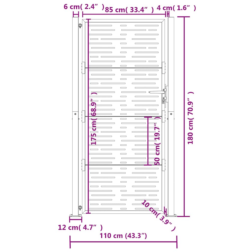 Garden Gate Anthracite 100x175 cm Steel Square Design