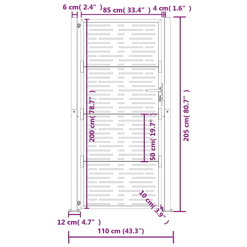 Garden Gate Anthracite 100x200 cm Steel Square Design