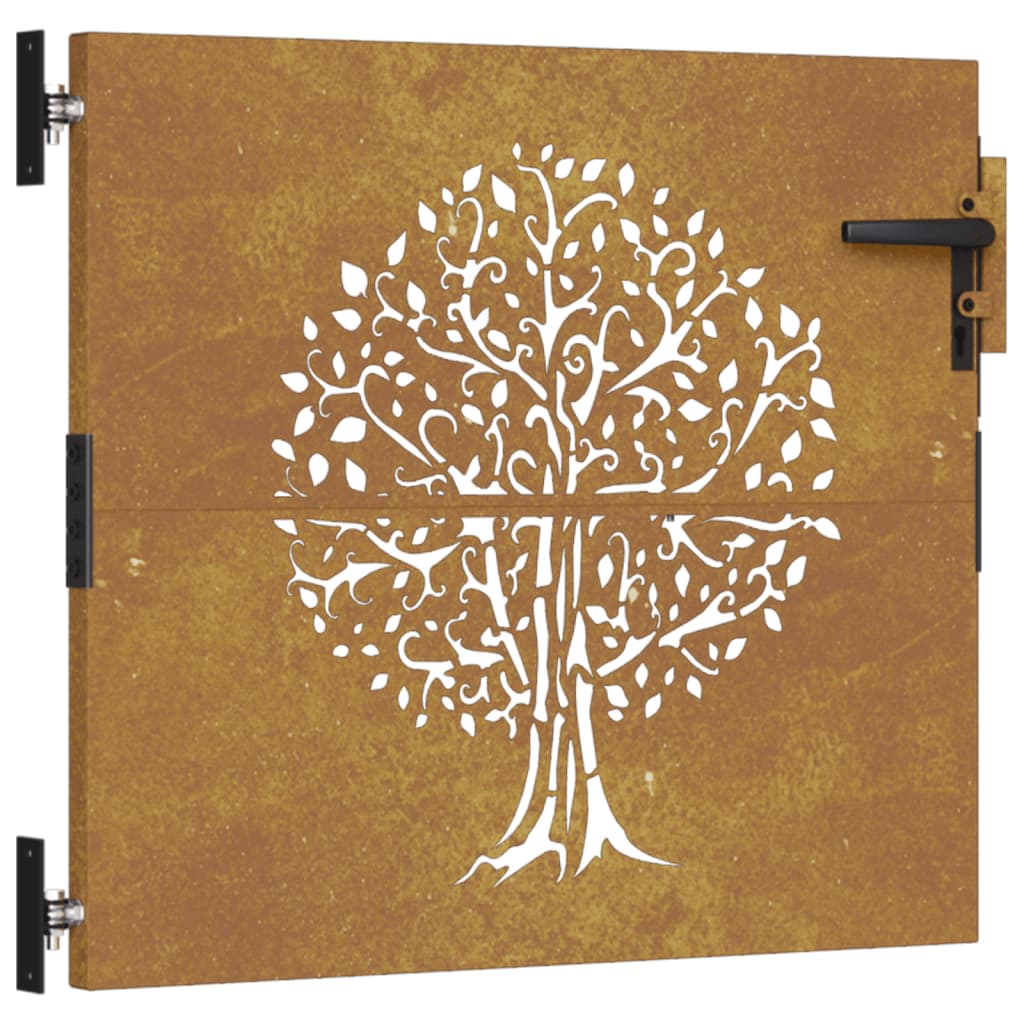 vidaXL Garden Gate 85x75 cm Corten Steel Tree Design