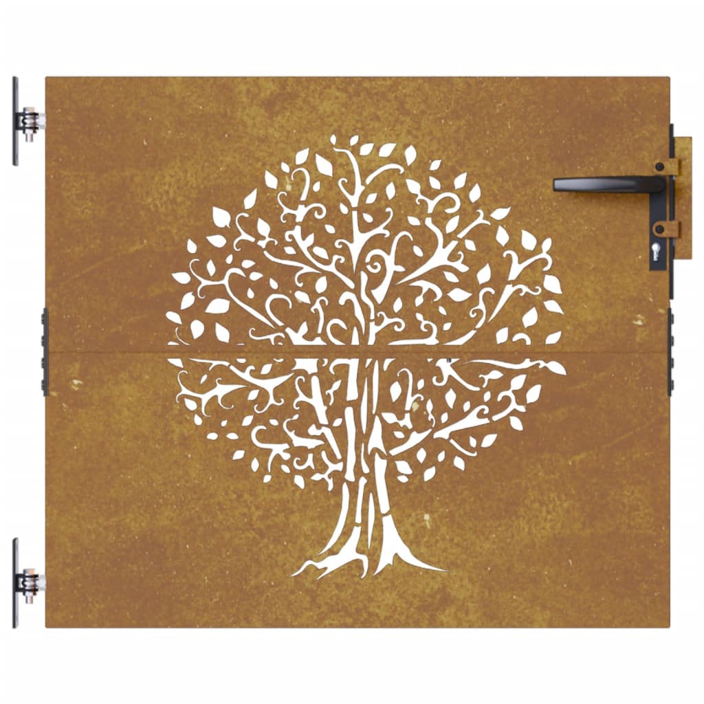 vidaXL Garden Gate 85x75 cm Corten Steel Tree Design