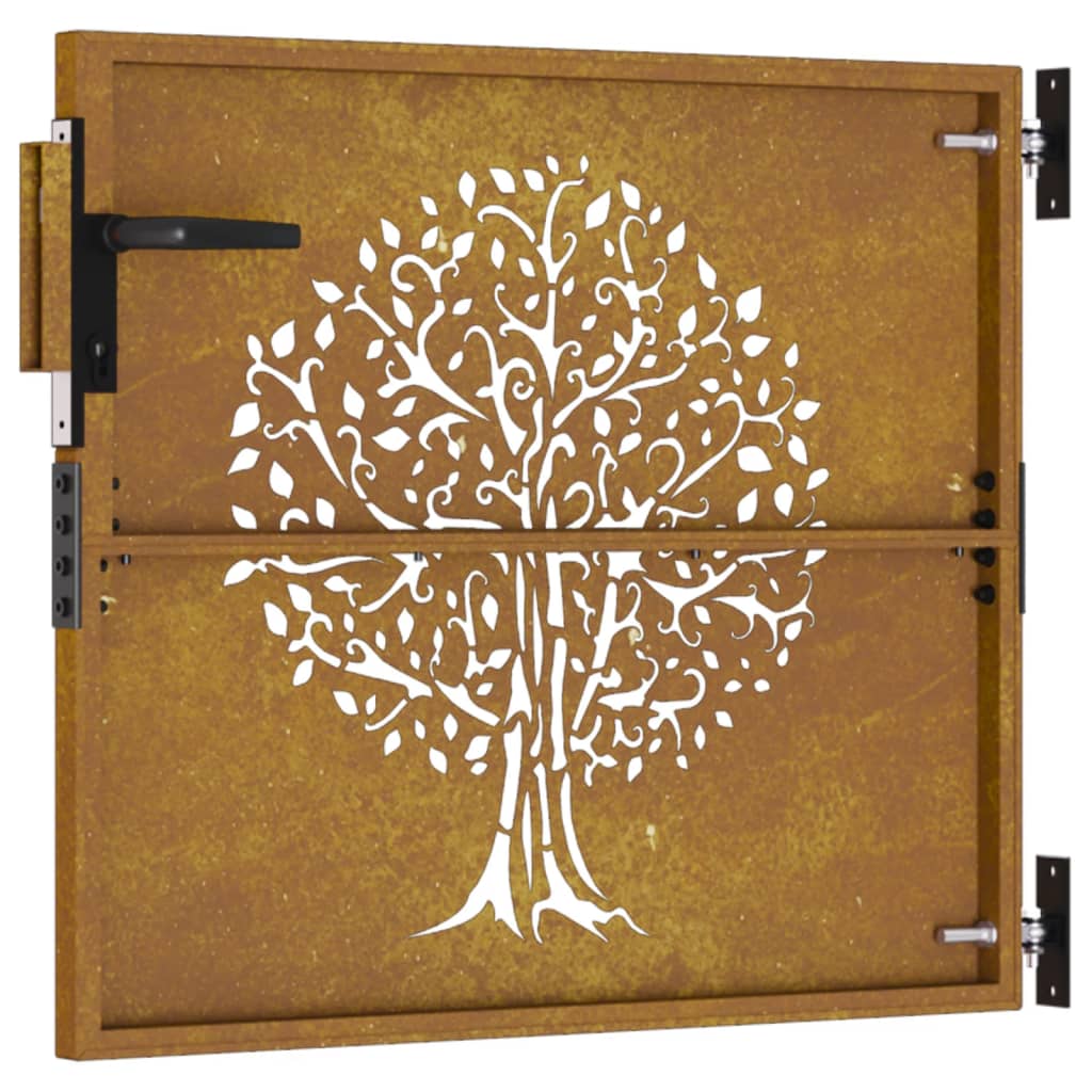 vidaXL Garden Gate 85x75 cm Corten Steel Tree Design