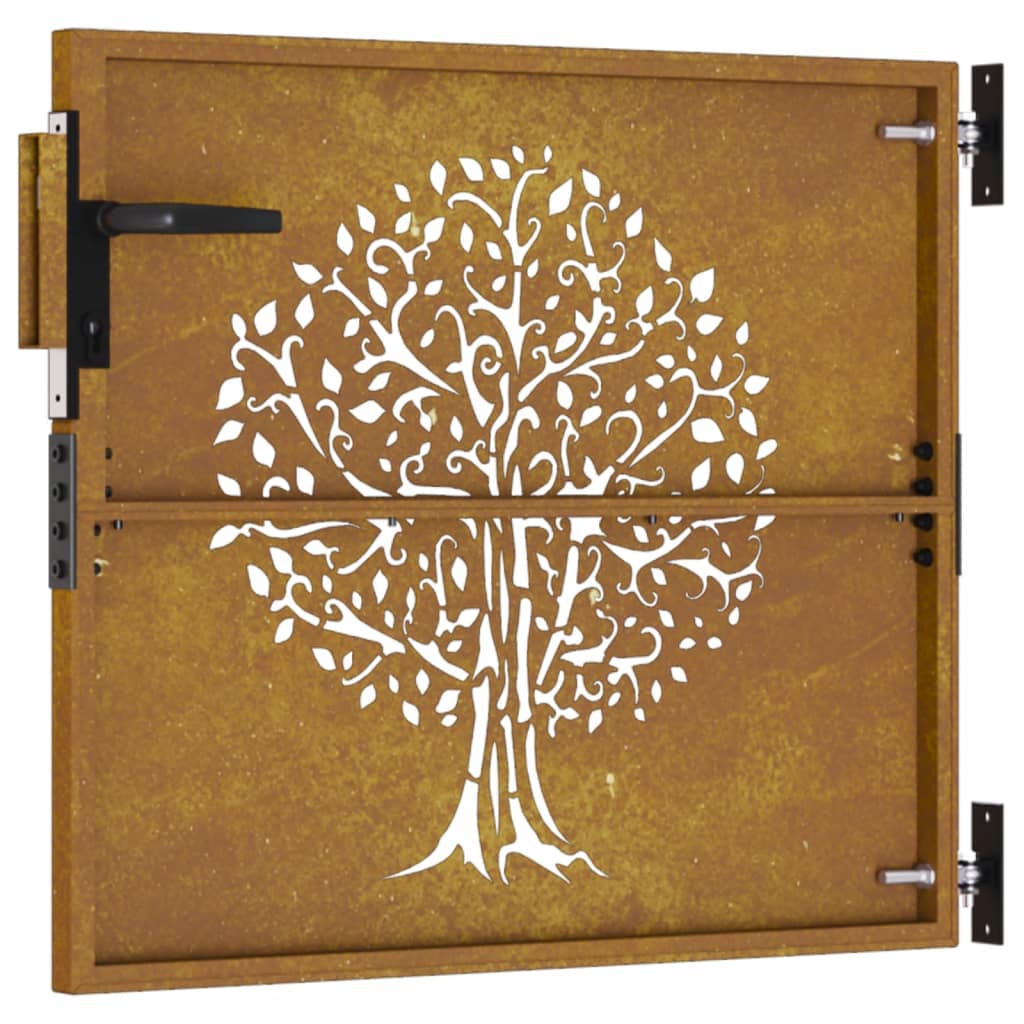 vidaXL Garden Gate 85x100 cm Corten Steel Tree Design