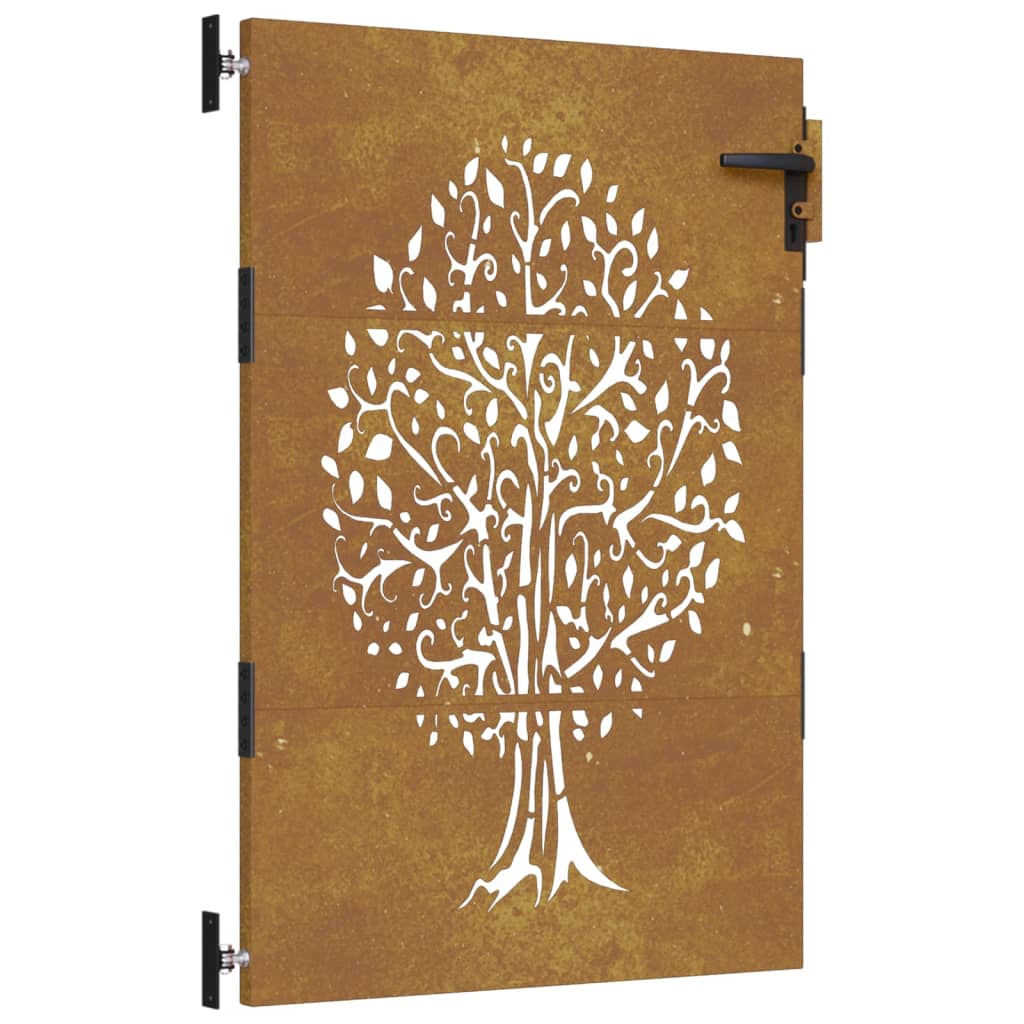 vidaXL Garden Gate 85x125 cm Corten Steel Tree Design