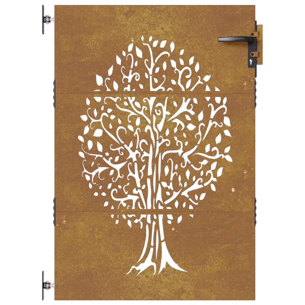 vidaXL Garden Gate 85x125 cm Corten Steel Tree Design