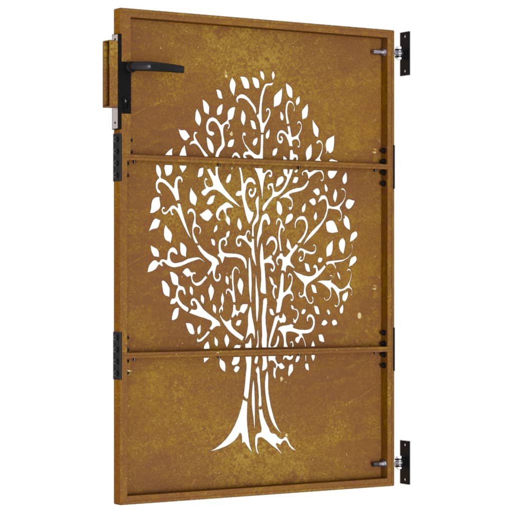 vidaXL Garden Gate 85x125 cm Corten Steel Tree Design