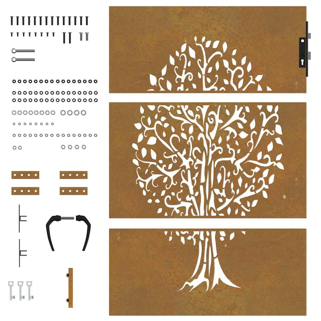 Garden Gate 85x125 cm Corten Steel Tree Design