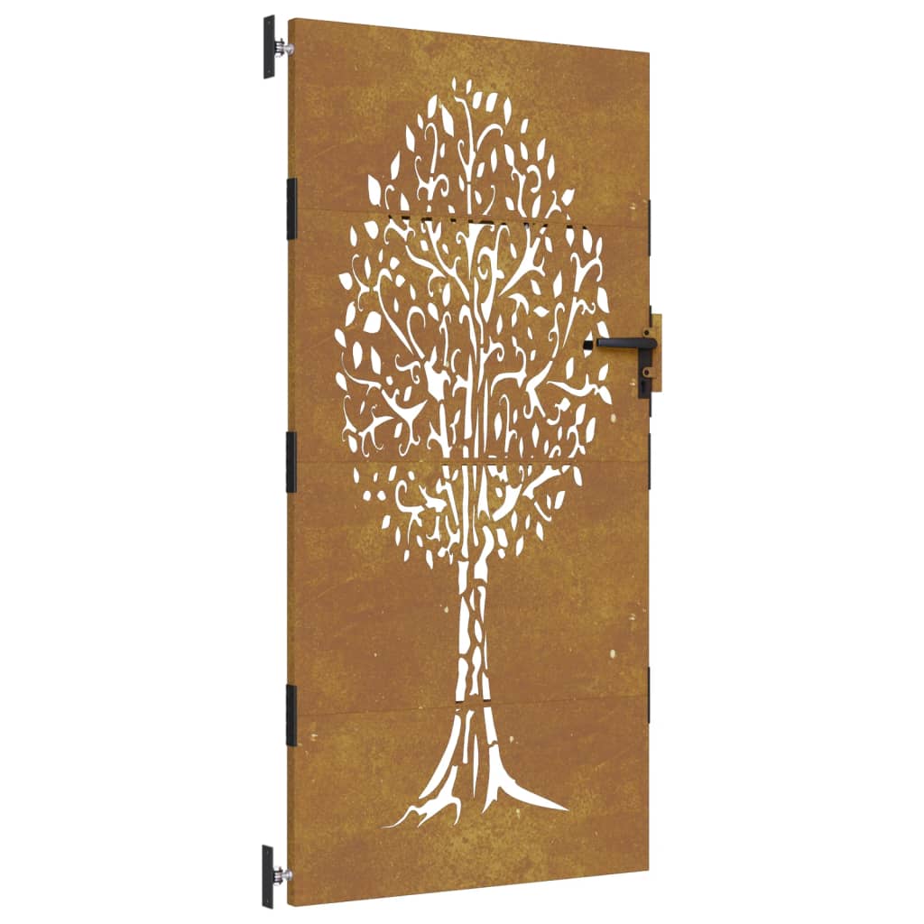 vidaXL Garden Gate 85x200 cm Corten Steel Tree Design