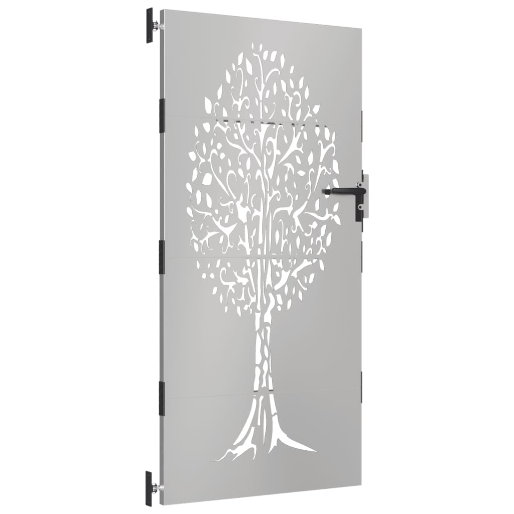 vidaXL Garden Gate 85x200 cm Corten Steel Tree Design