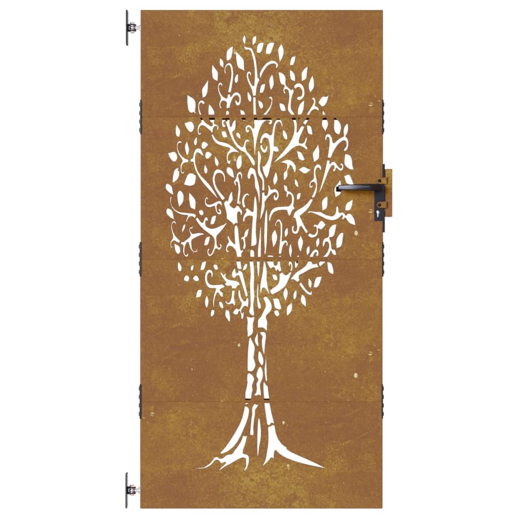 vidaXL Garden Gate 85x200 cm Corten Steel Tree Design