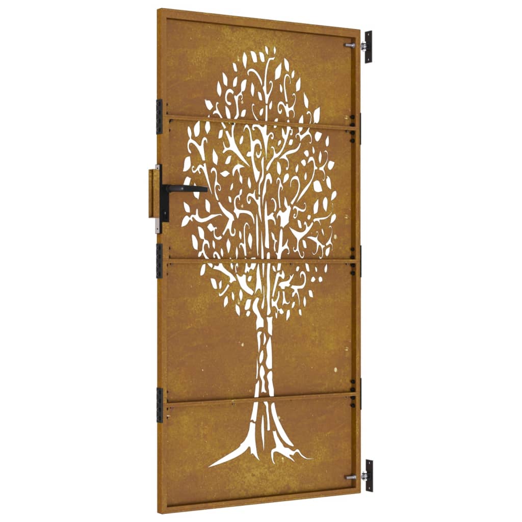 vidaXL Garden Gate 85x200 cm Corten Steel Tree Design