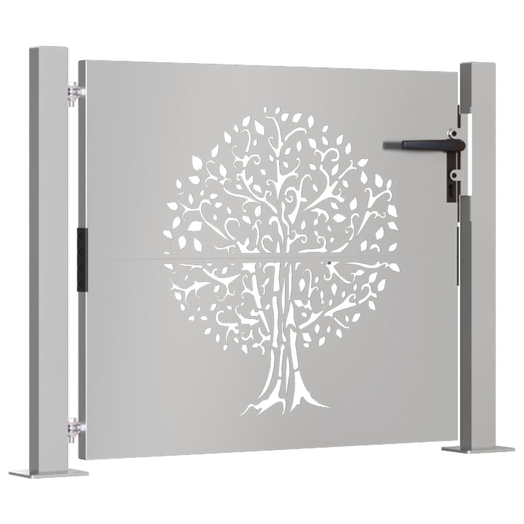 vidaXL Garden Gate 105x80 cm Corten Steel Tree Design