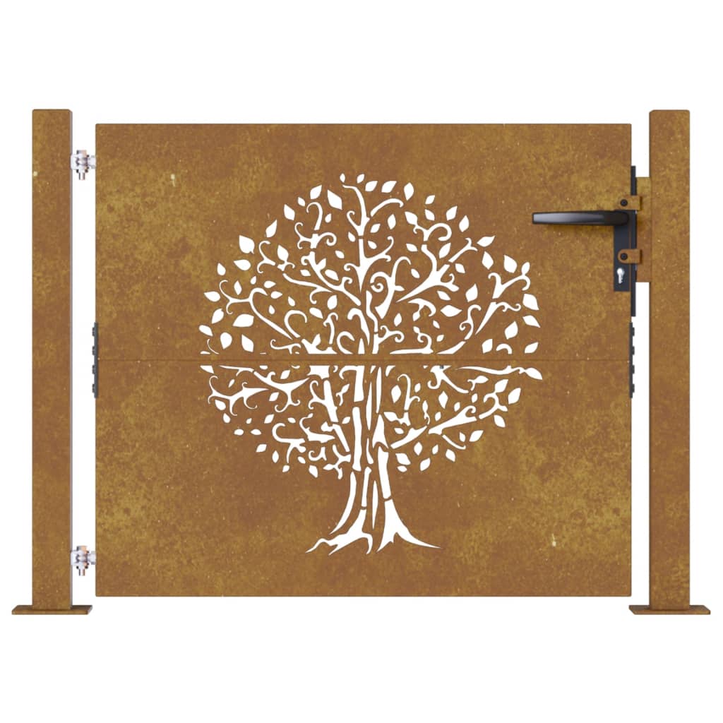 vidaXL Garden Gate 105x80 cm Corten Steel Tree Design