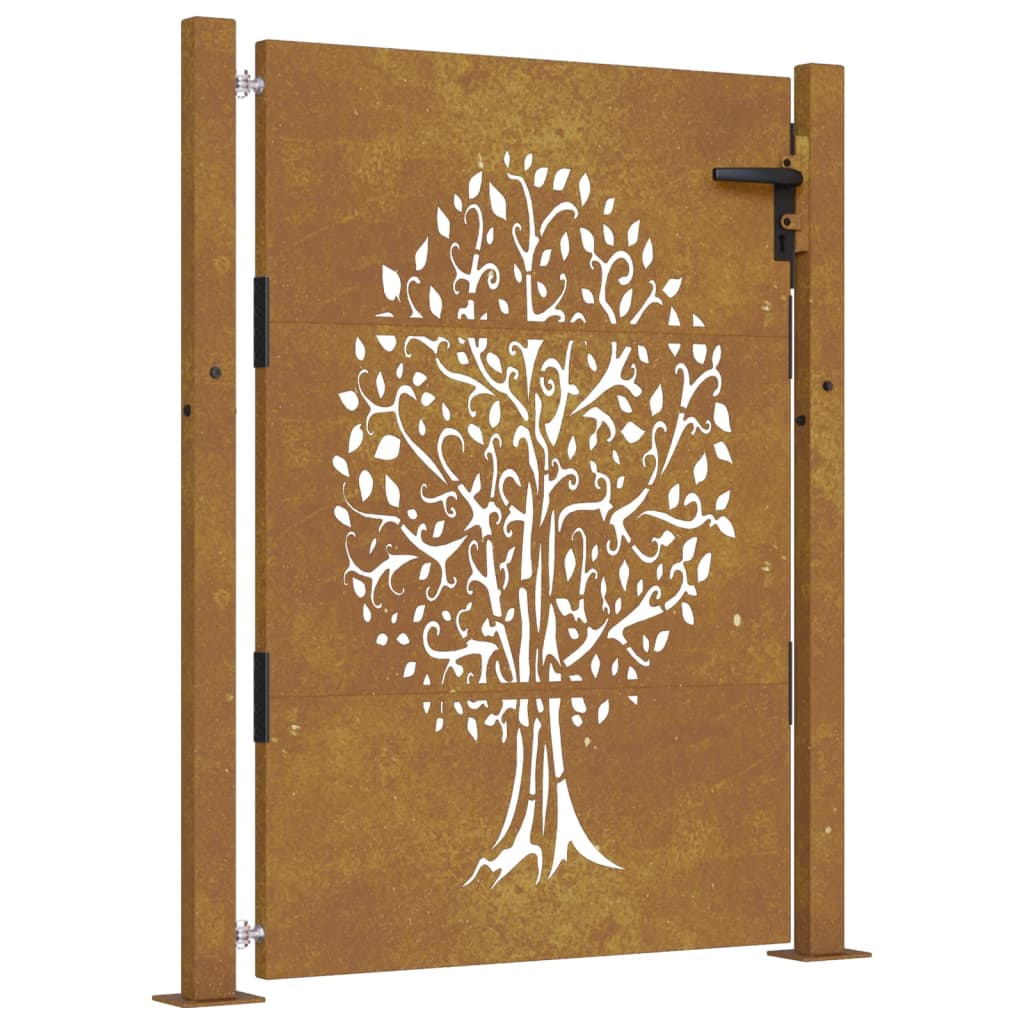 vidaXL Garden Gate 105x130 cm Corten Steel Tree Design