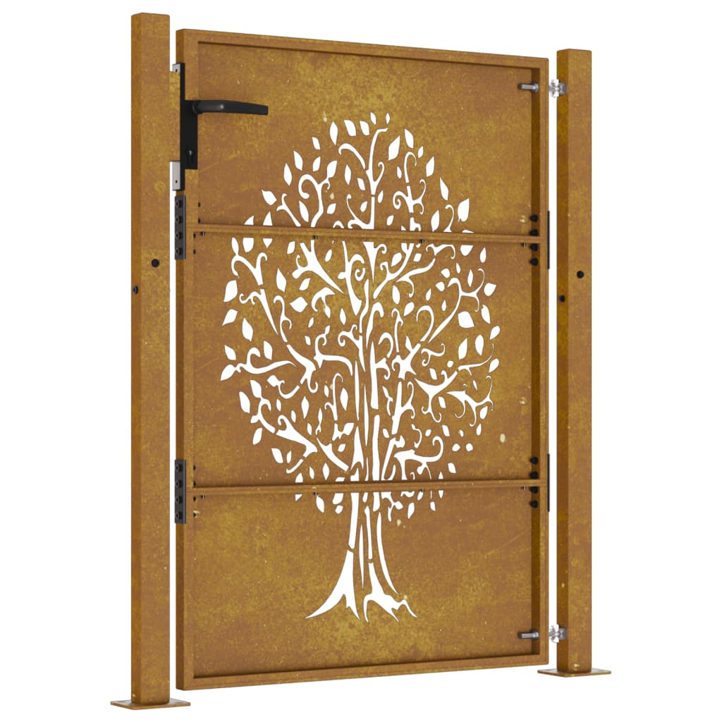 vidaXL Garden Gate 105x130 cm Corten Steel Tree Design