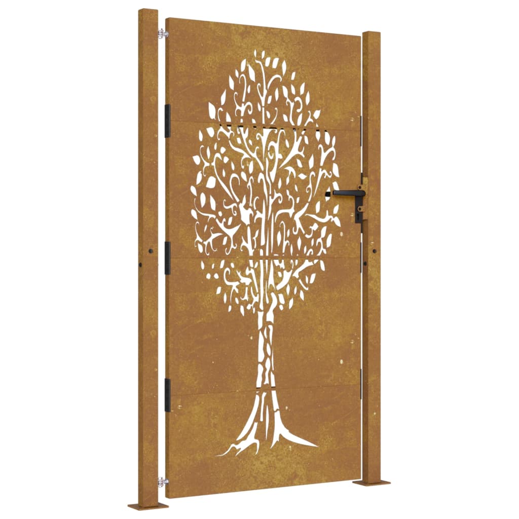 vidaXL Garden Gate 105x180 cm Corten Steel Tree Design