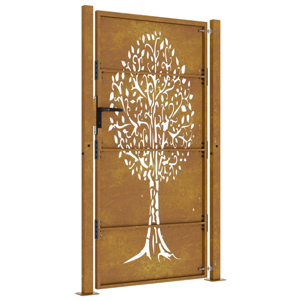 vidaXL Garden Gate 105x180 cm Corten Steel Tree Design