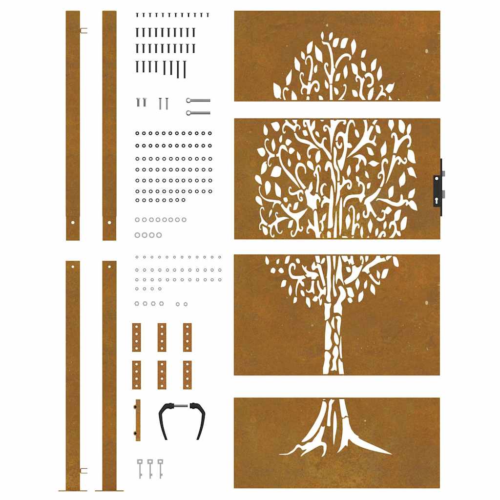 Garden Gate 100x175 cm Corten Steel Tree Design