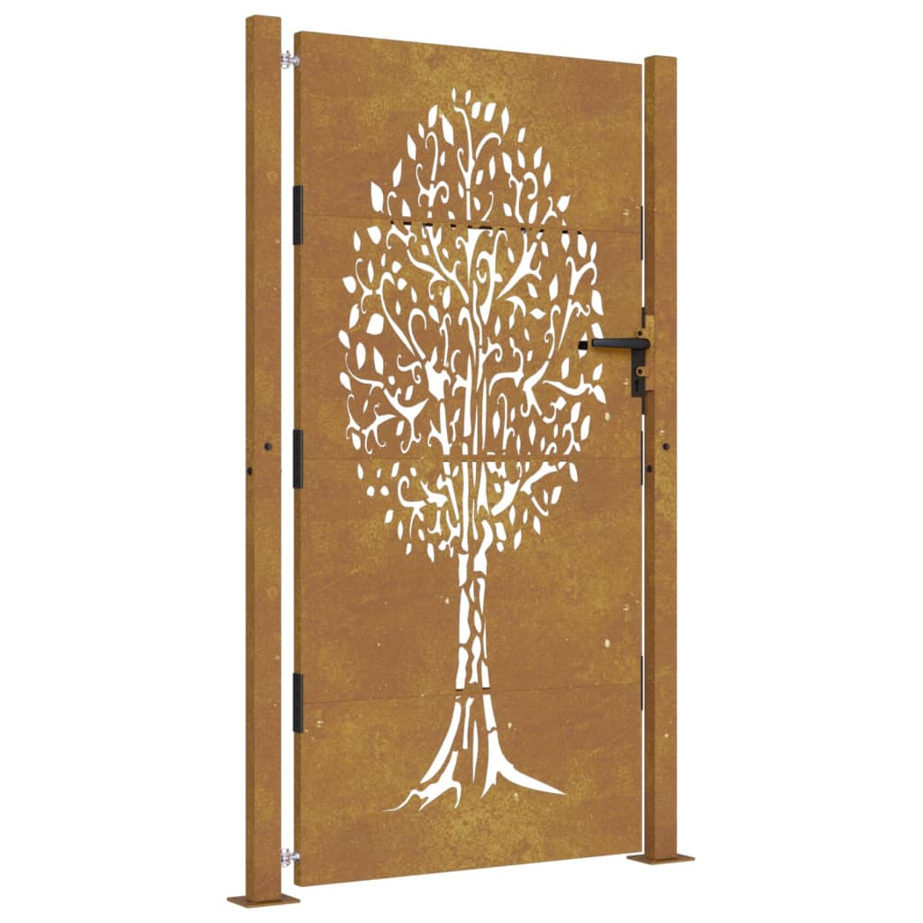 vidaXL Garden Gate 105x205 cm Corten Steel Tree Design