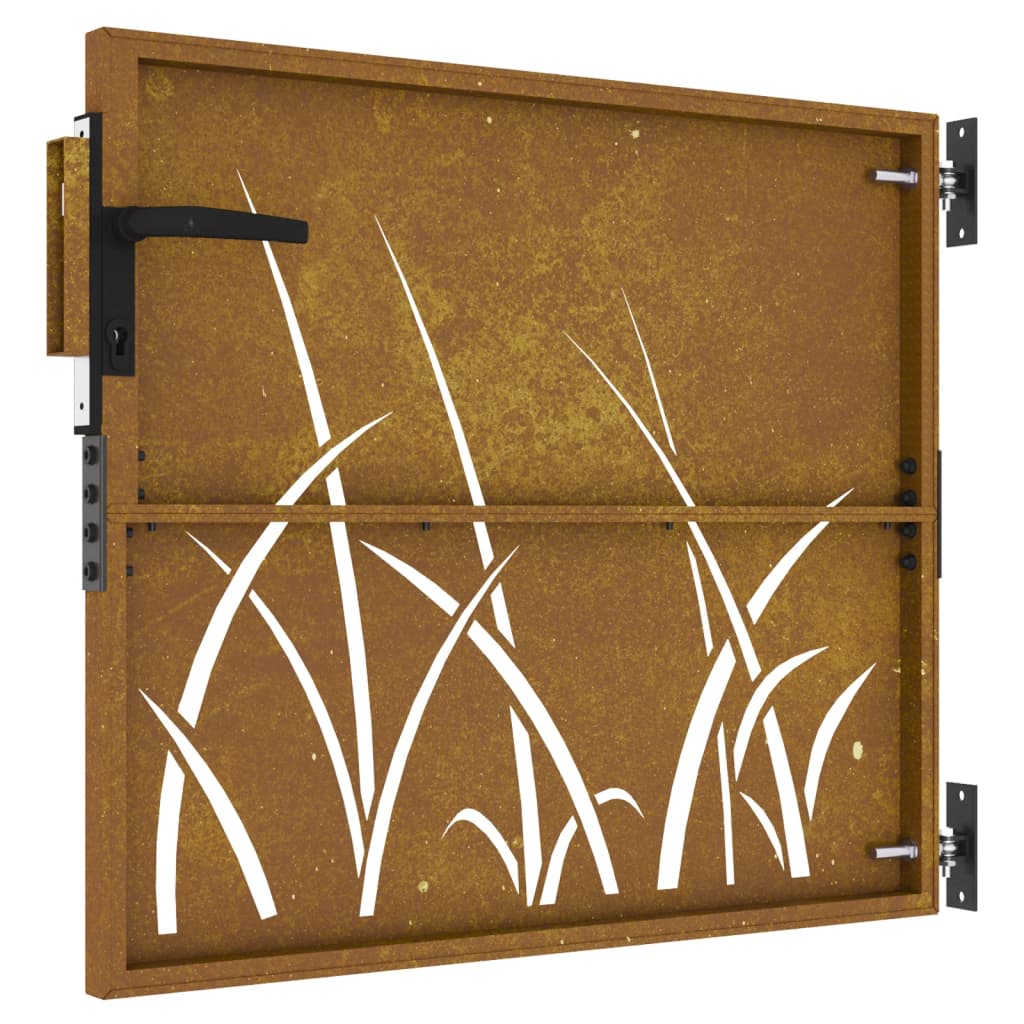 vidaXL Garden Gate 85x75 cm Corten Steel Grass Design