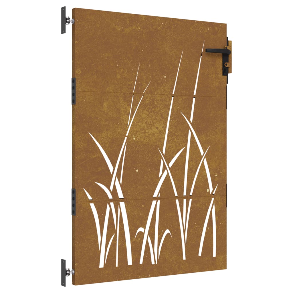 vidaXL Garden Gate 85x125 cm Corten Steel Grass Design