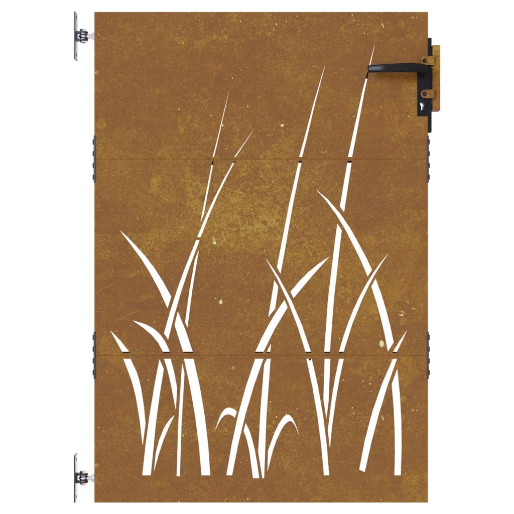 vidaXL Garden Gate 85x125 cm Corten Steel Grass Design