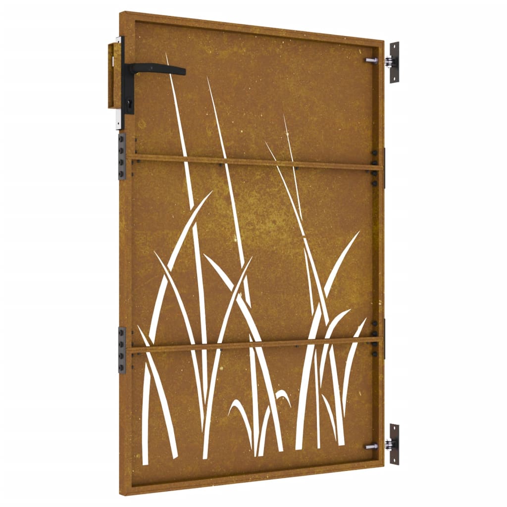 vidaXL Garden Gate 85x125 cm Corten Steel Grass Design