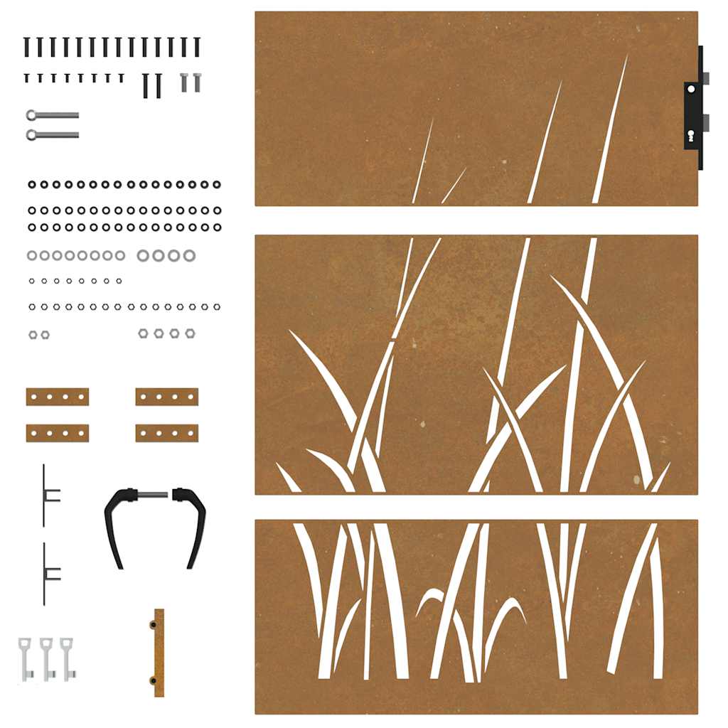 Garden Gate 85x125 cm Corten Steel Grass Design