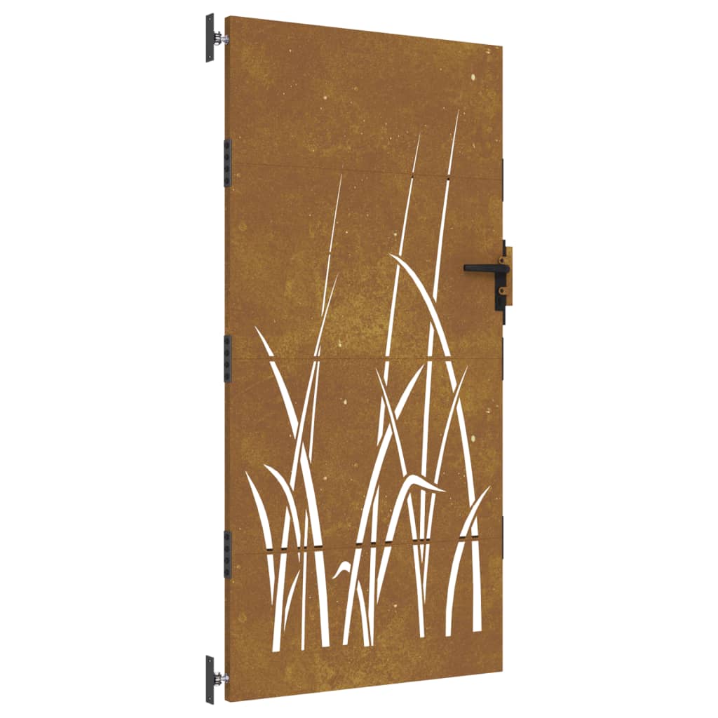 vidaXL Garden Gate 85x175 cm Corten Steel Grass Design