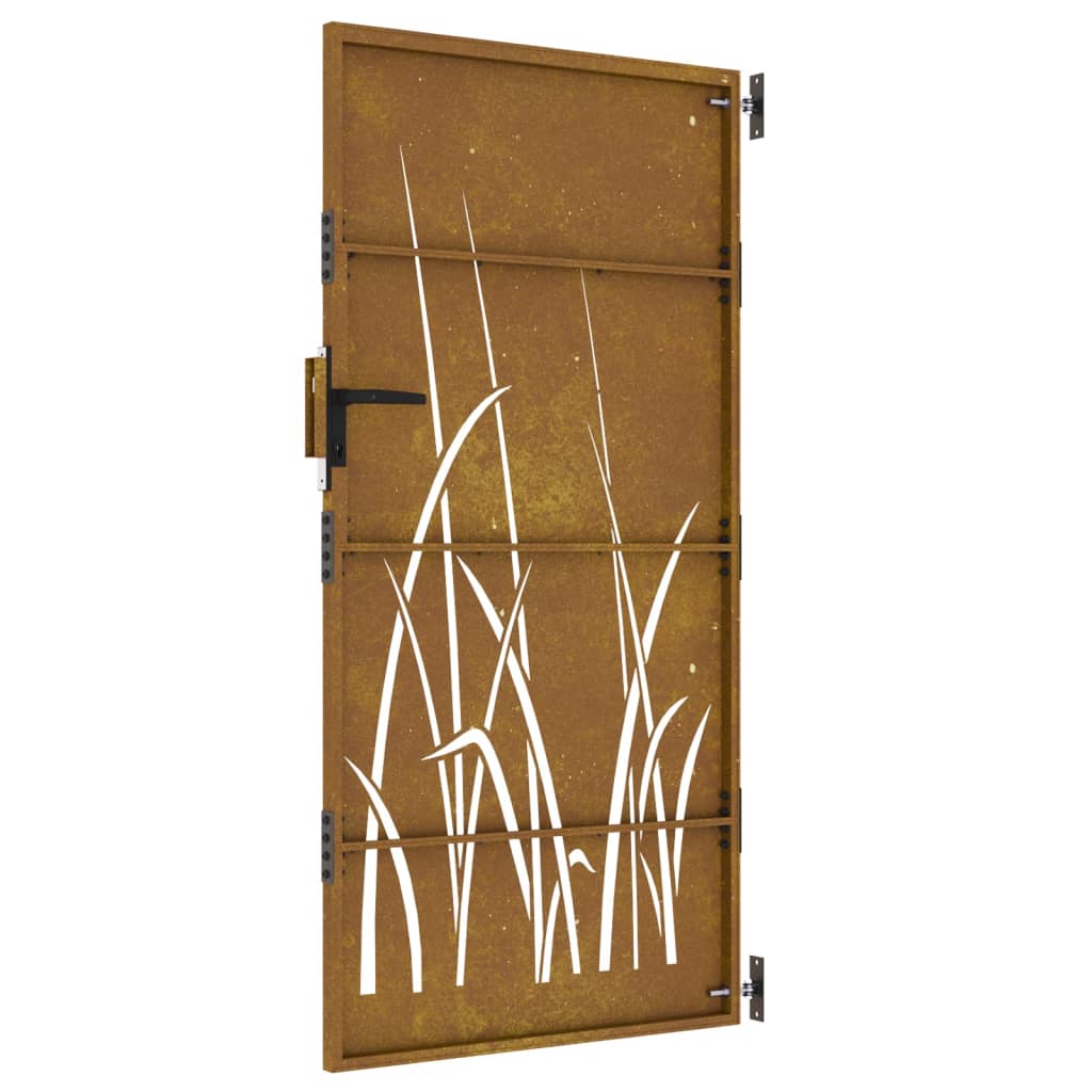 vidaXL Garden Gate 85x175 cm Corten Steel Grass Design