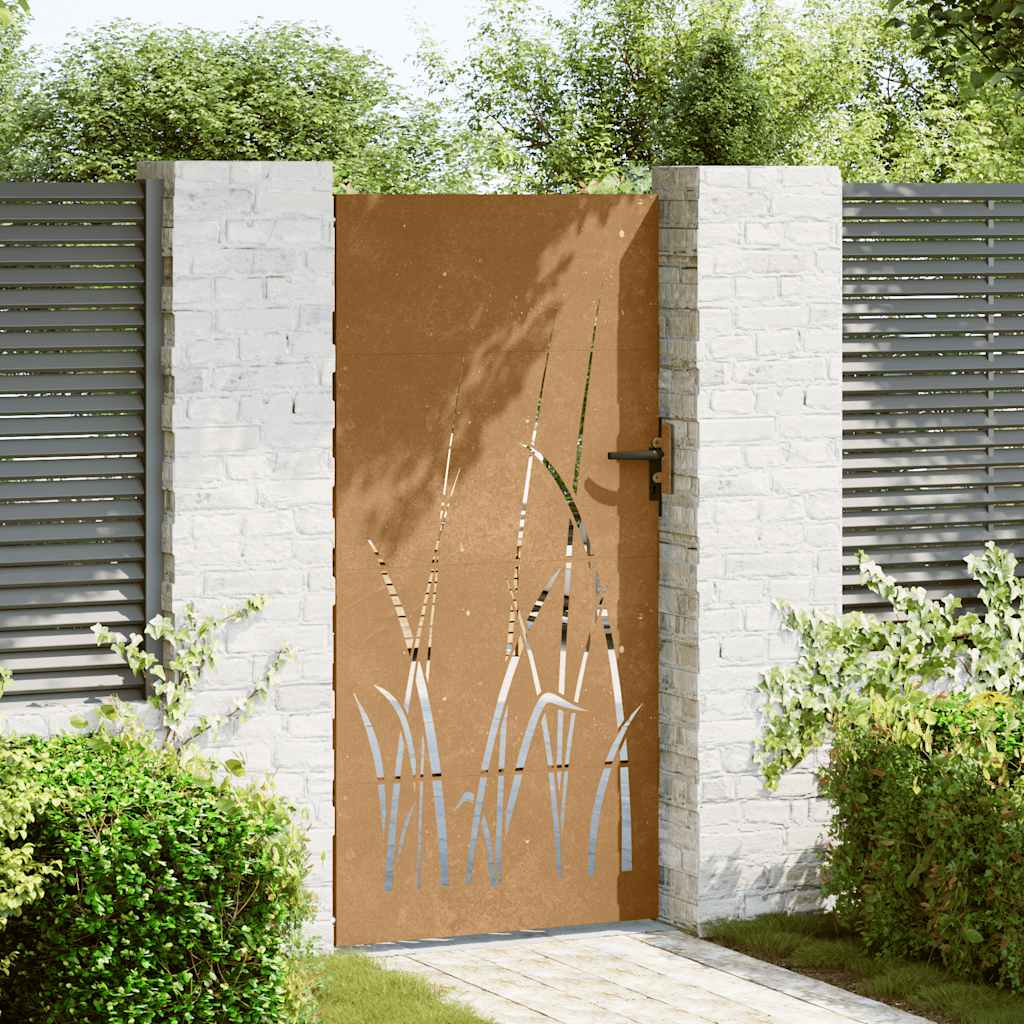 Garden Gate 85x200 cm Corten Steel Grass Design