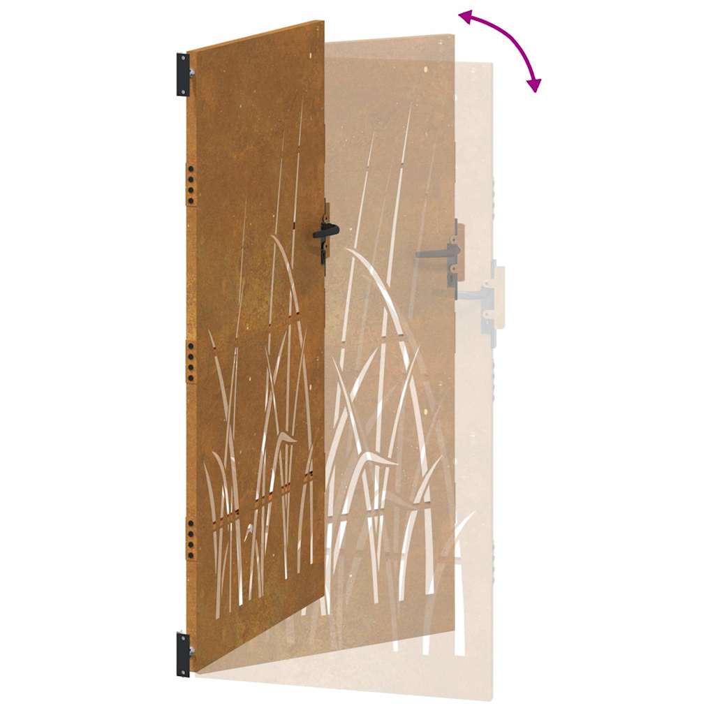 Garden Gate 85x200 cm Corten Steel Grass Design