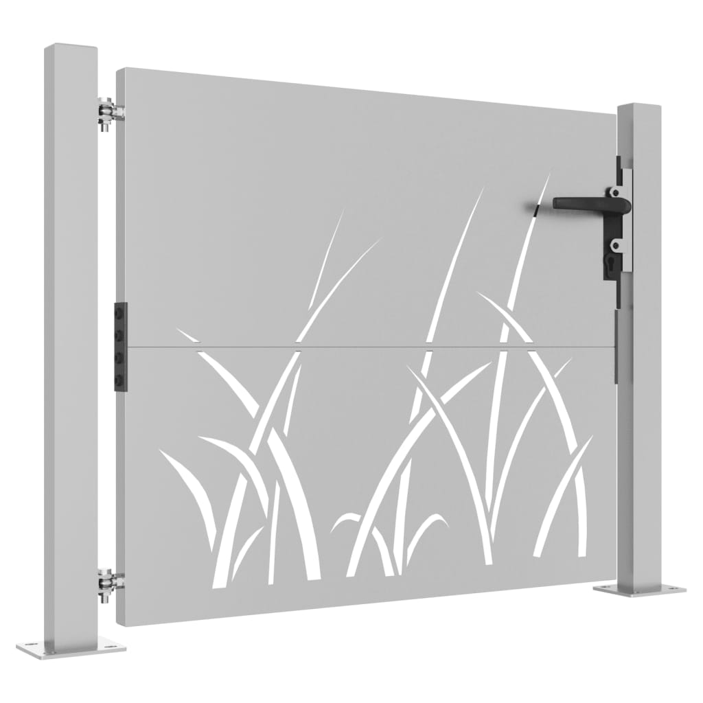 vidaXL Garden Gate 105x80 cm Corten Steel Grass Design