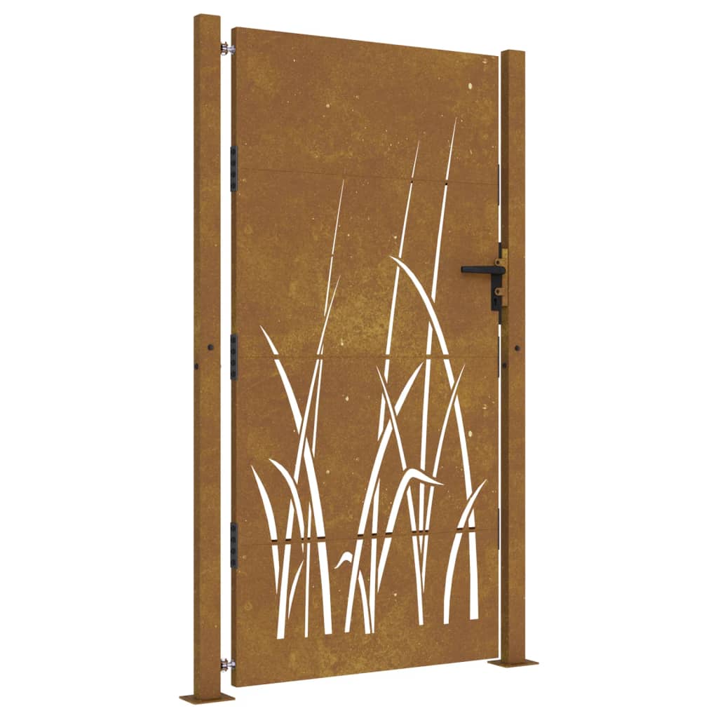 vidaXL Garden Gate 105x180 cm Corten Steel Grass Design