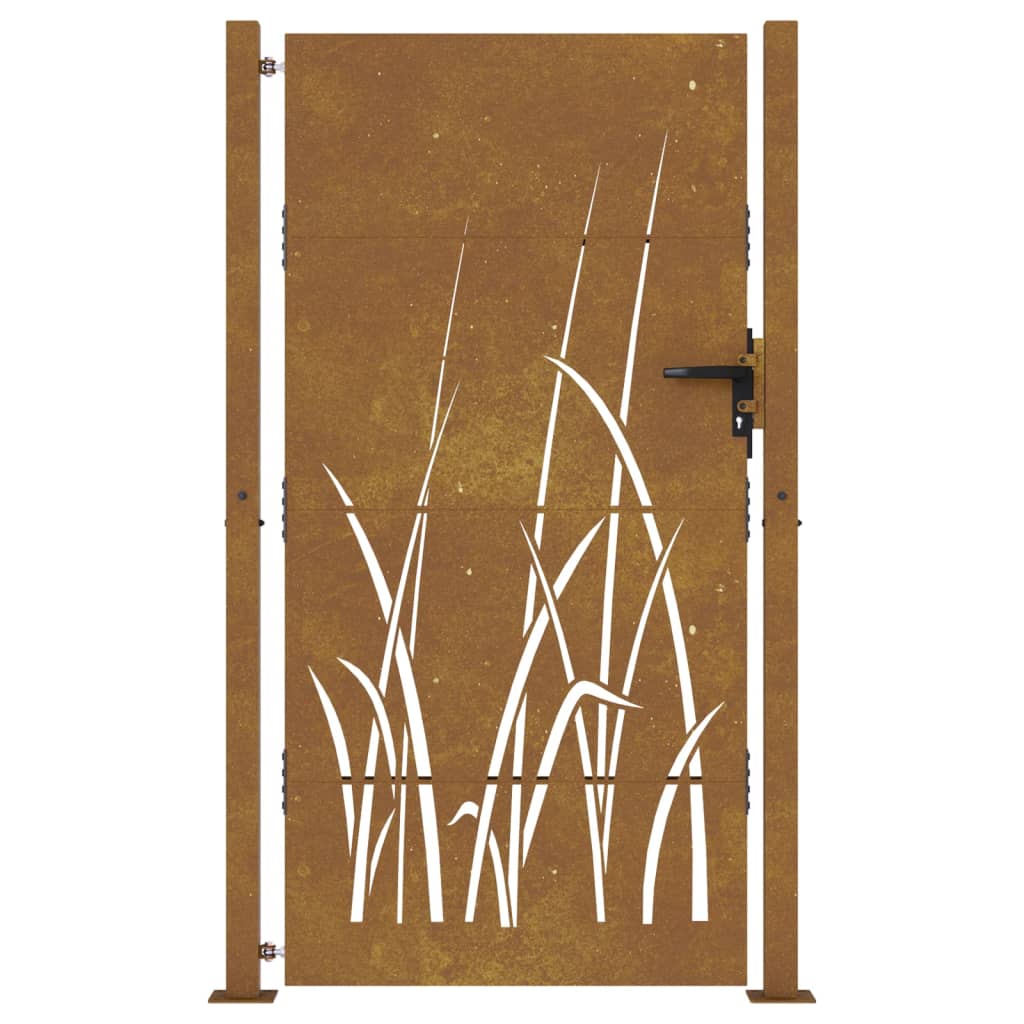 vidaXL Garden Gate 105x180 cm Corten Steel Grass Design