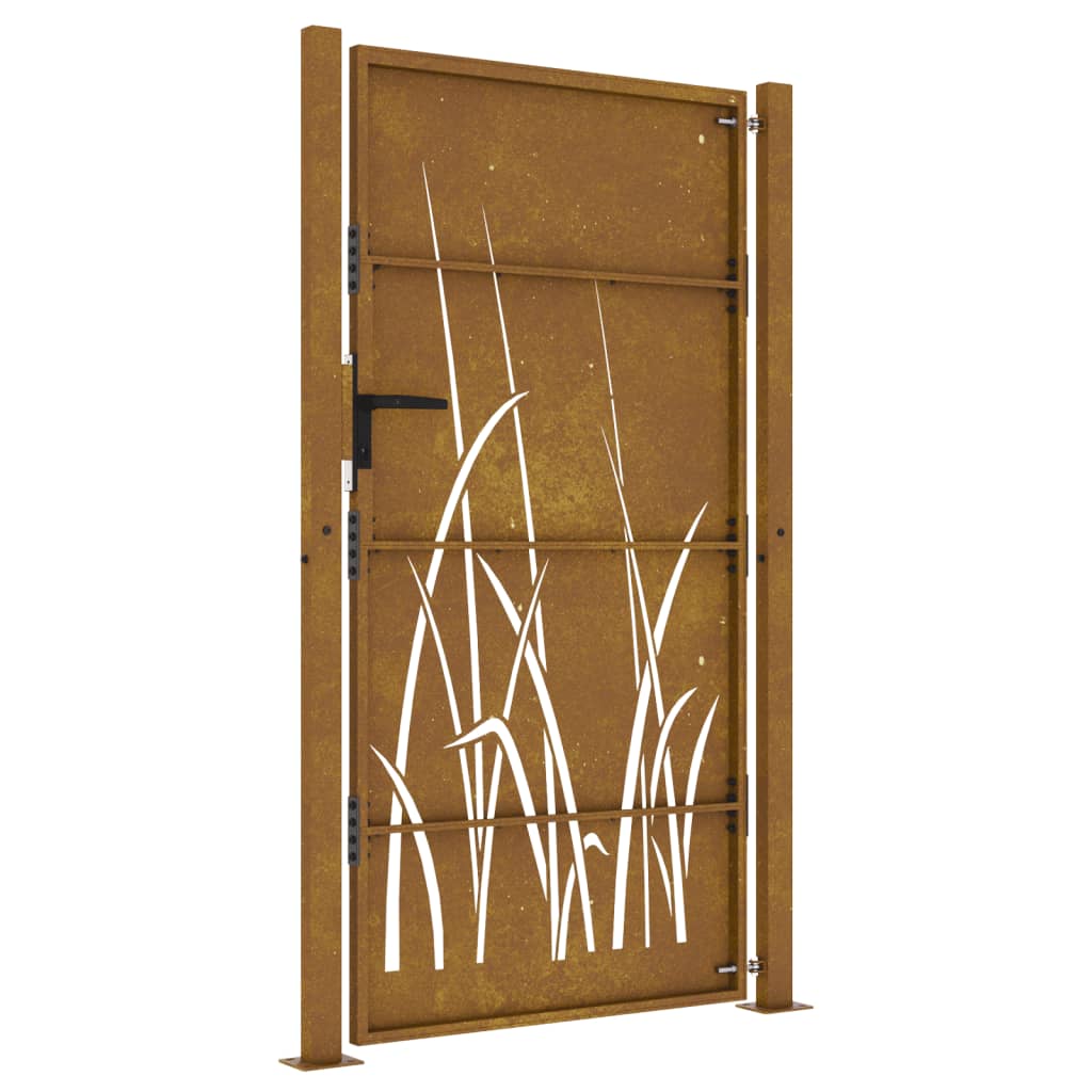 vidaXL Garden Gate 105x180 cm Corten Steel Grass Design