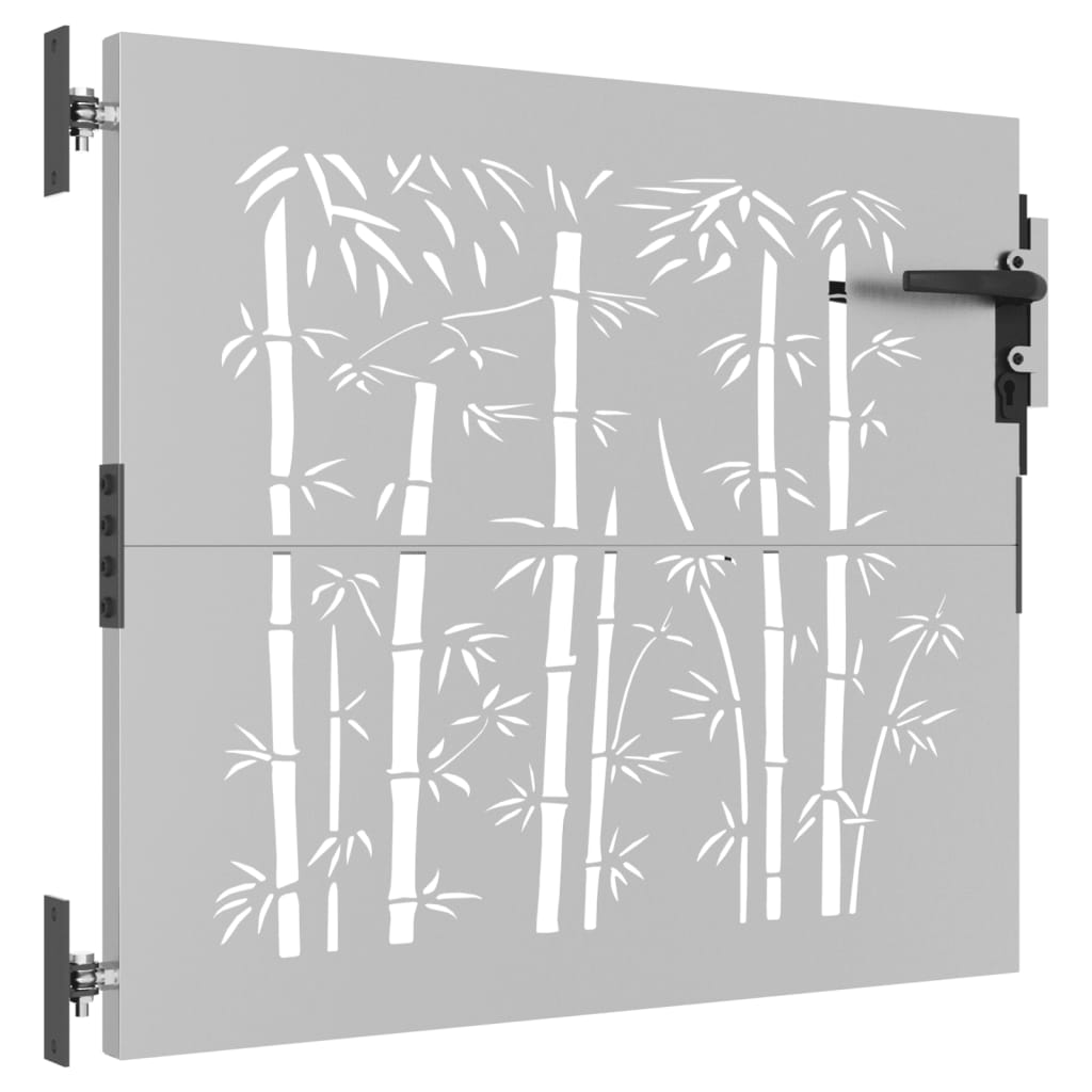 vidaXL Garden Gate 85x75 cm Corten Steel Bamboo Design