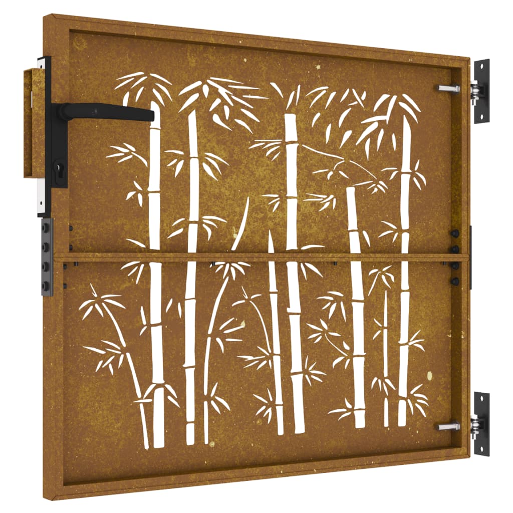 vidaXL Garden Gate 85x75 cm Corten Steel Bamboo Design