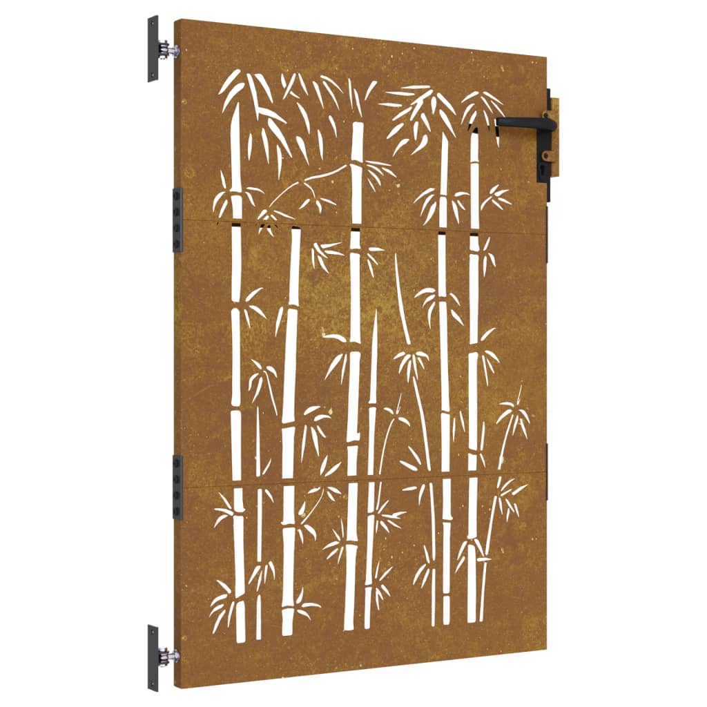 vidaXL Garden Gate 85x125 cm Corten Steel Bamboo Design