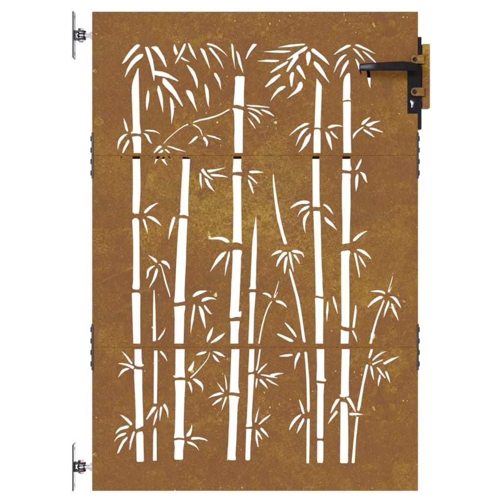 vidaXL Garden Gate 85x125 cm Corten Steel Bamboo Design