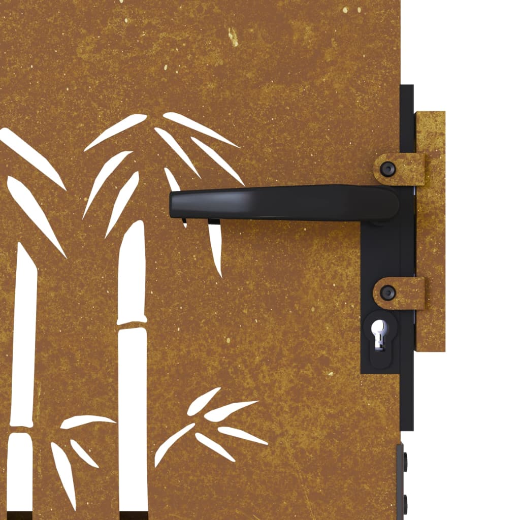 vidaXL Garden Gate 85x125 cm Corten Steel Bamboo Design