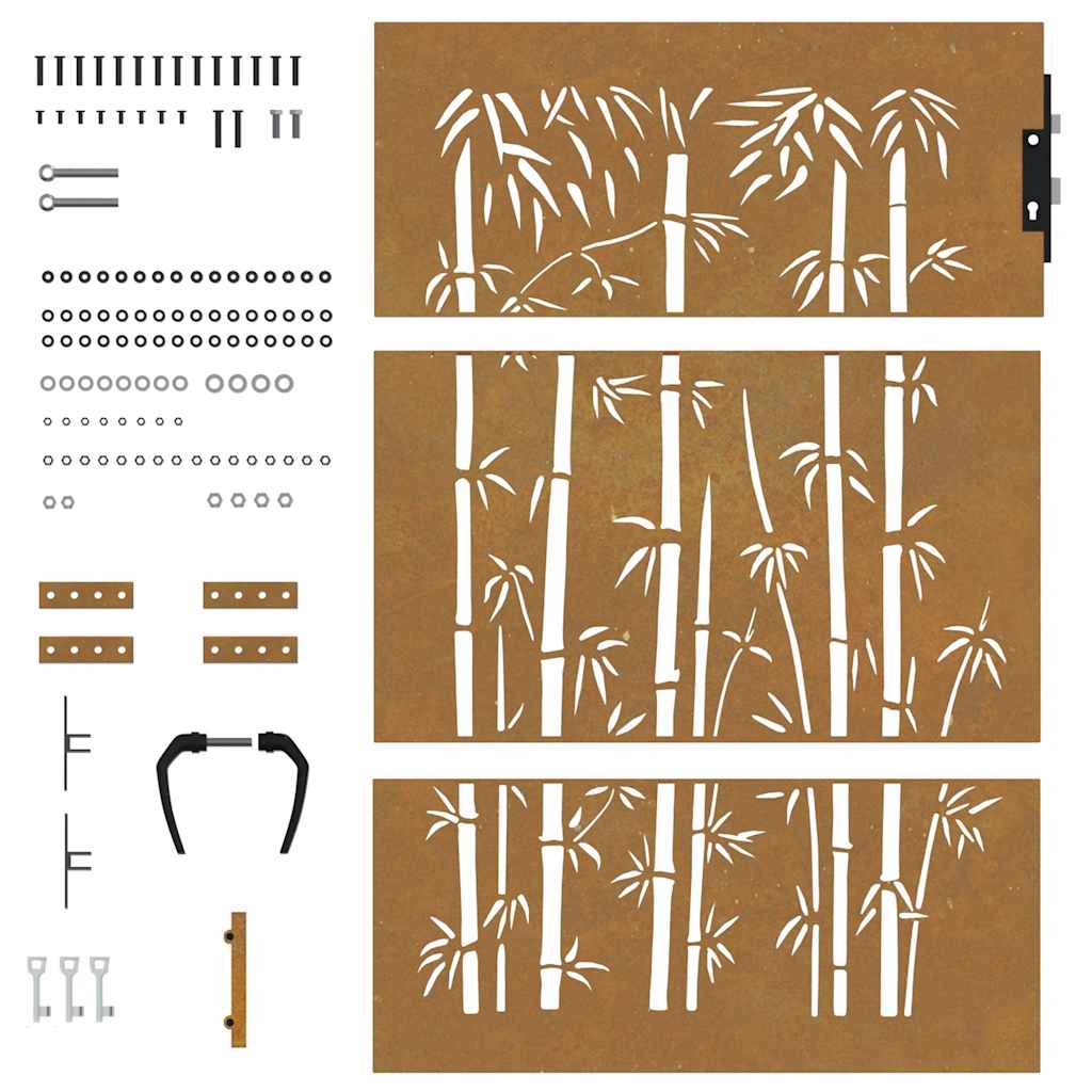 Garden Gate 85x125 cm Corten Steel Bamboo Design